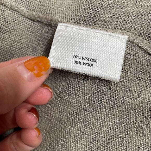 EILEEN FISHER Wool Blend Longsleeve Long Cardigan Sweater Two Toned Black Brown - Picture 3 of 3